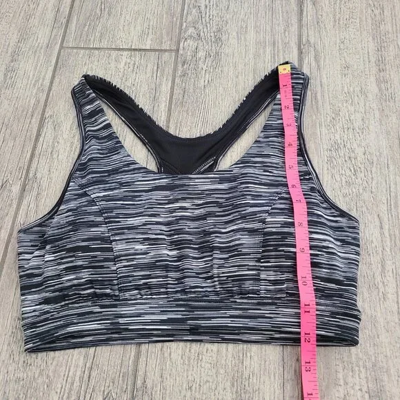 Tek Gear Medium Support Sports Bra Black Gray Striped Medium women's - Picture 3 of 8